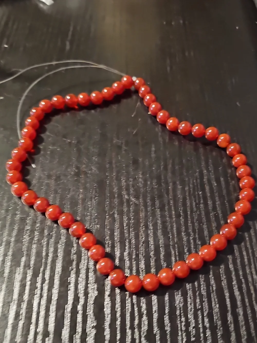 Vintage 1973 Natural Carnelian 6 mm Gemstone Bead Strand Jewelry Making